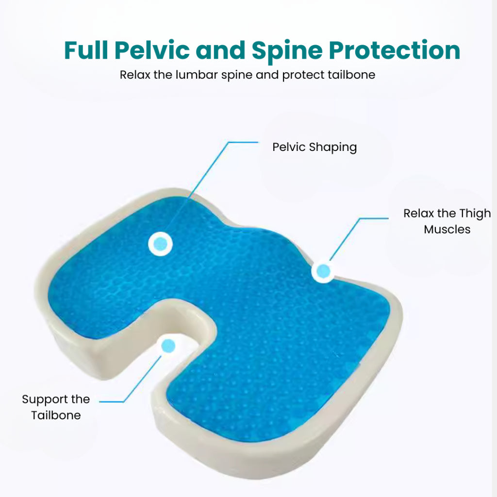 SpinalCool Ergonomic Coccyx Cooling Gel Seat Cushion