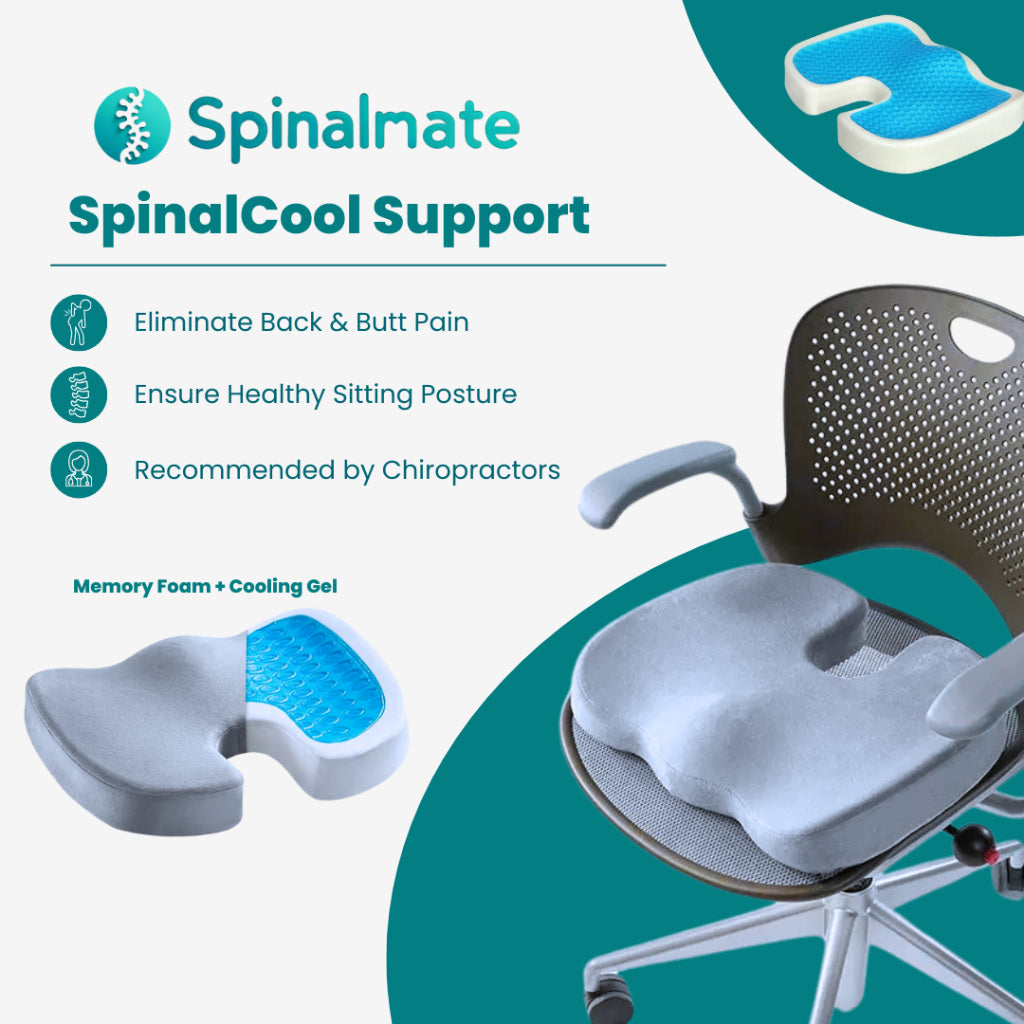 SpinalCool Ergonomic Coccyx Cooling Gel Seat Cushion