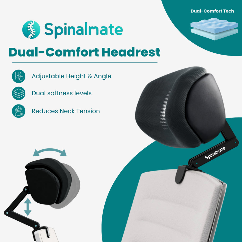Spinalmate Office Chair Adjustable Dual-Comfort Headrest Ergonomic Bracket Extension Neck Support 办公室椅可调节头枕电脑椅加高颈