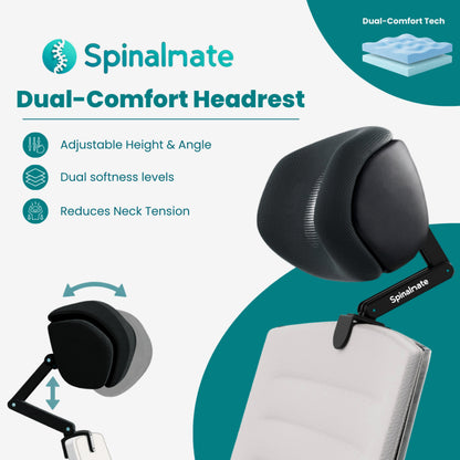 Spinalmate Office Chair Adjustable Dual-Comfort Headrest Ergonomic Bracket Extension Neck Support 办公室椅可调节头枕电脑椅加高颈